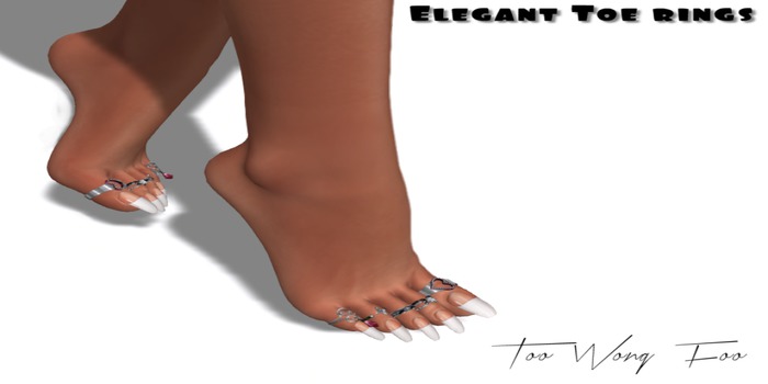 .::TWF::. Elegant Toe Rings for SLINK Feet (High)Silver