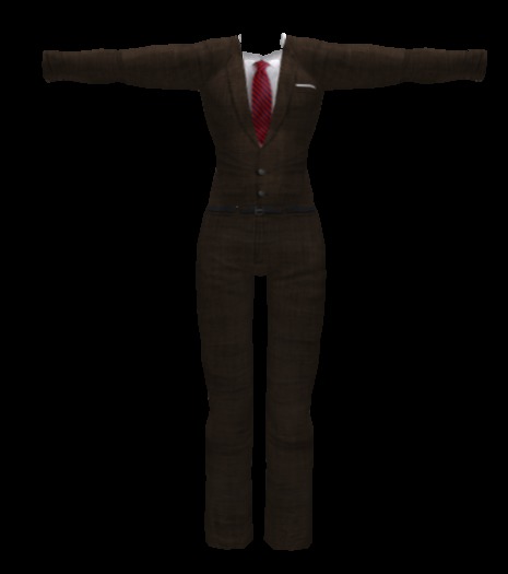 suit brown red tie