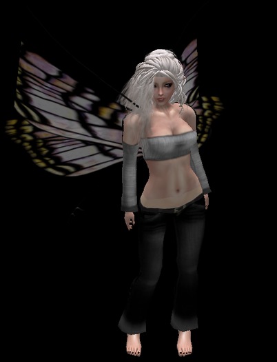 white sweater black pants