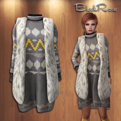 BlackRose Fur Vest Dress Inkas