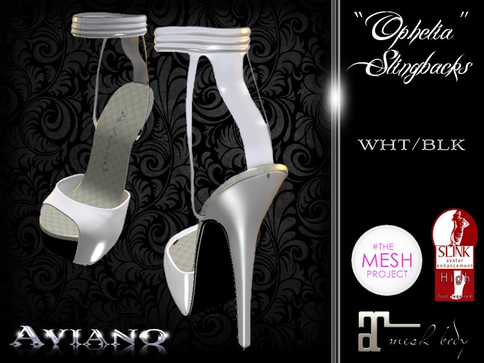 *AVIANO* "Ophelia" Slingbacks Wht/Blk