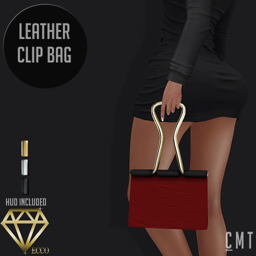 .:ECCO:. Red Leather Clip Bag