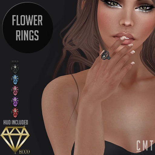 .:ECCO:. Flower Rings - Black