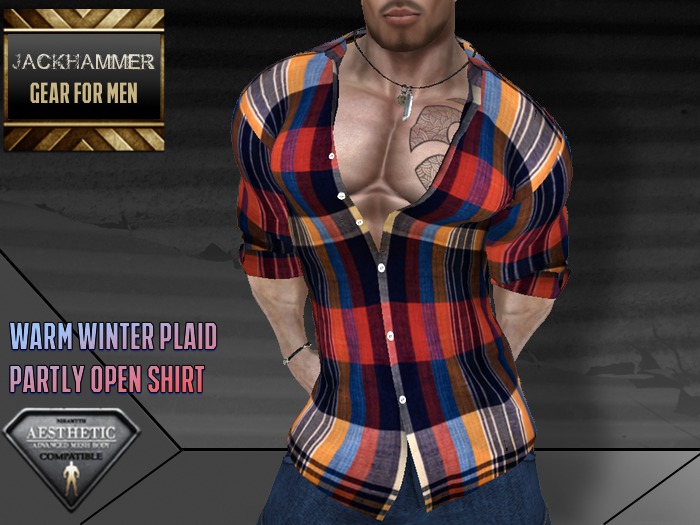 Warm Winter Plaid Partly Open Shirt