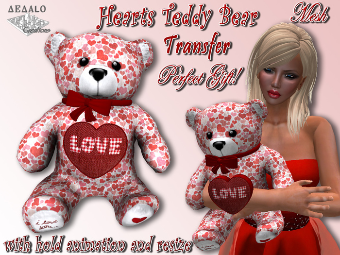 Hearts Teddy Bear - Romantic Gift  * Valentine's Day Promo Price *  -- SUPER PROMO FEW DAYS 50% OFF --