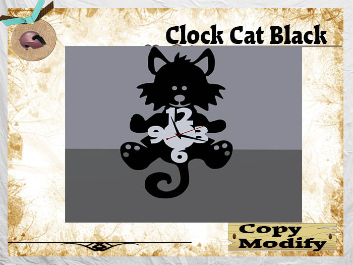Clock Cat Black