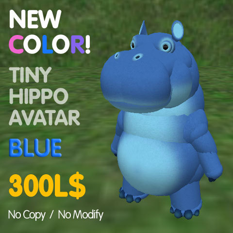 Tiny Hippo Avatar - BLUE -