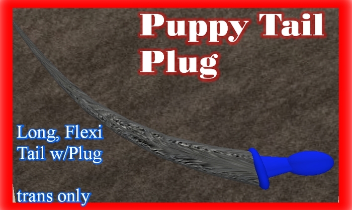 Tail long w/plug-grey 