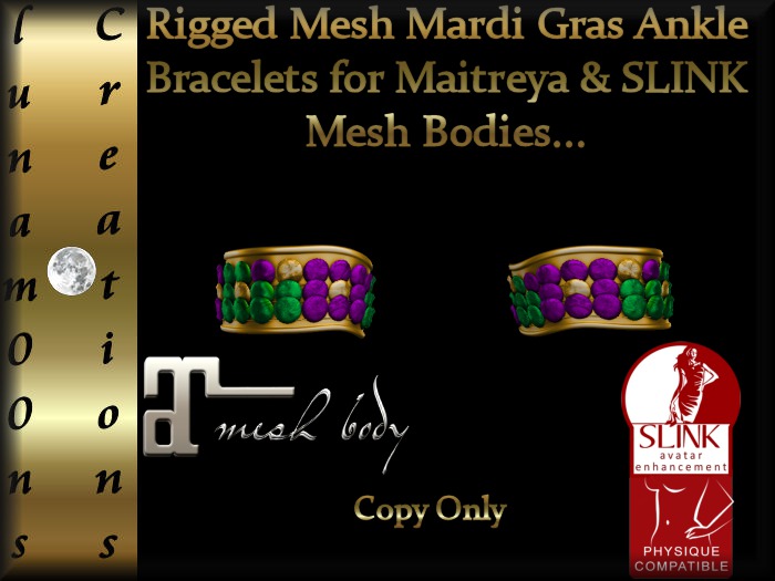 Mardi Gras Rigged Mesh Ankle Bracelets