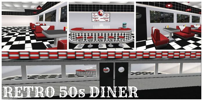 Retro 50's Diner Boxed -78 prims mesh