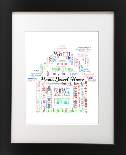 Purdink "Home Sweet Home" Black Frame Word Pic