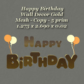 Happy Birthday Wall Decor Gold