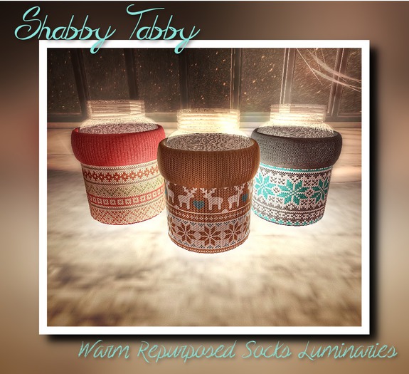 *Shabby* Warm Repurposed Sock Luminaries