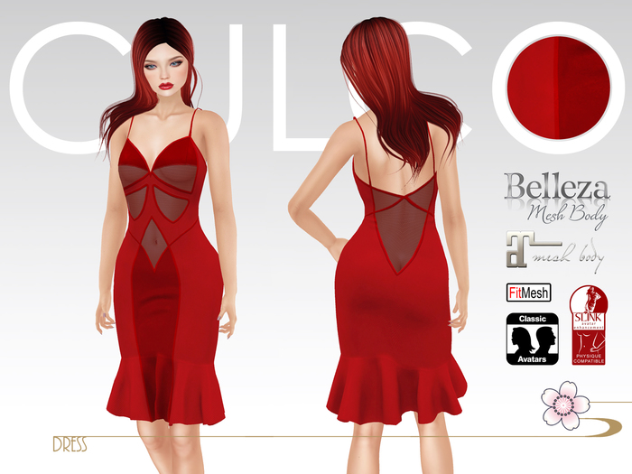 -Culco- Flounce Butterfly Dress - Red