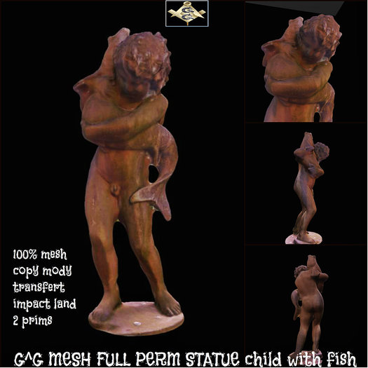 G^G MESH FULL PERM STATUE child with fish