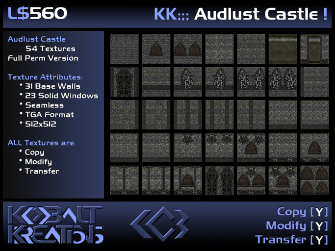 t) "Audlust Castle" 54 Seamless Full Perm Textures