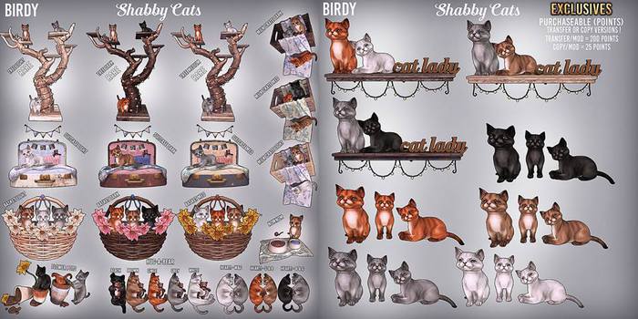Second Life Marketplace - Birdy. Shabby Cats - Luggage - Dark [box]