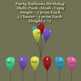 Party Balloons Birthday Multi Pack