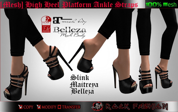 [ Mesh ] High Heel Platform Ankle Straps