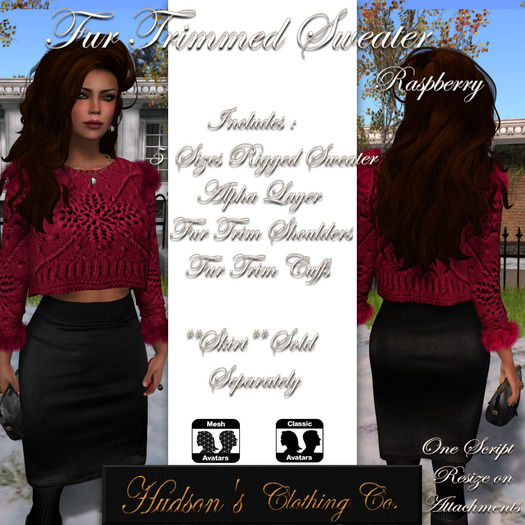 Fur Trimmed Sweater Raspberry Set*COPY*~Candace Hudson