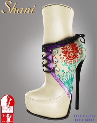 Shani Boot Second Life Marketplace - -Shani- Boogie Shoes Paisley Pearl Ankle Boots