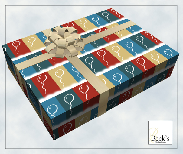 Gift box - Balloons Wrapping Paper with Gold Bow - from Beck's