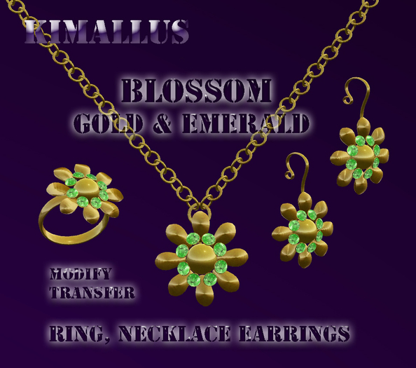 Blossom Gold & Emerald Jewelry Set