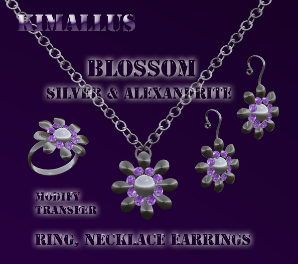 Blossom Silver & Alexandrite Jewelry Set