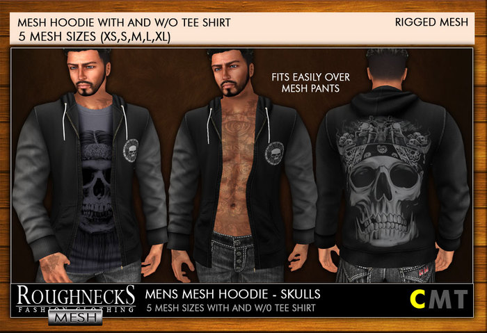 RN Mens Mesh Hoodie w/shirt - Skulls