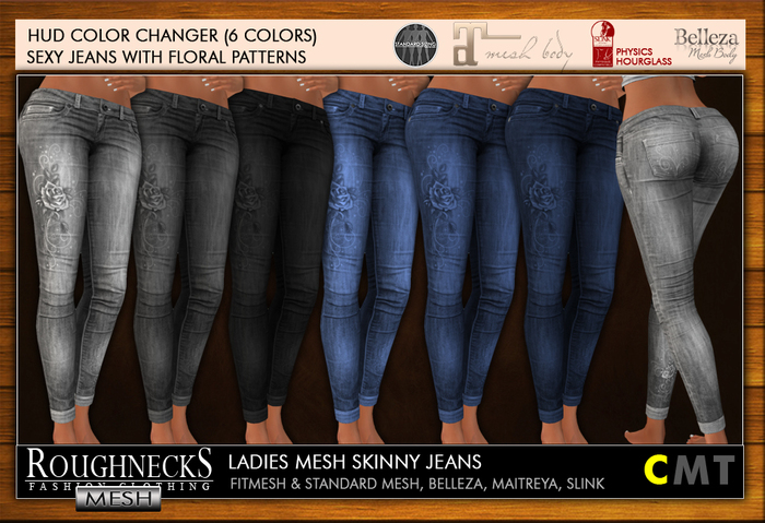 RN Ladies Mesh Skinny Jeans - Floral