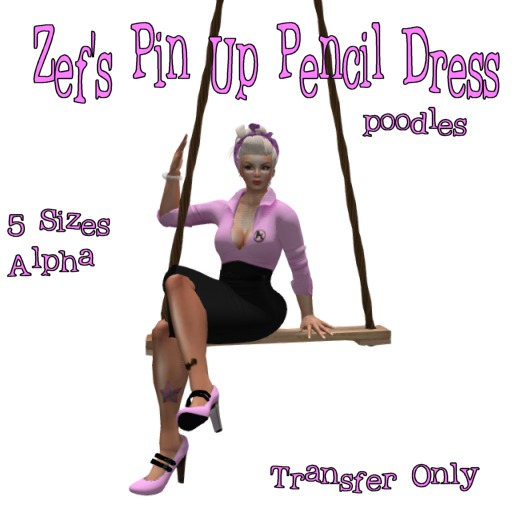 Zef's Pin Up Pencil Dress Pink with Poodles