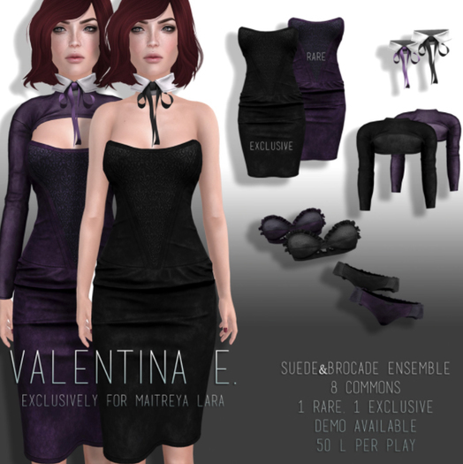 Valentina E. Suede & Brocade Dress Violet RARE 