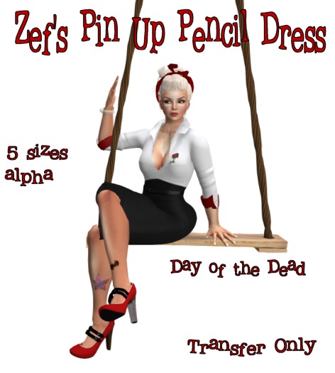 Zef's Pin Up Pencil Dress Day of The Dead