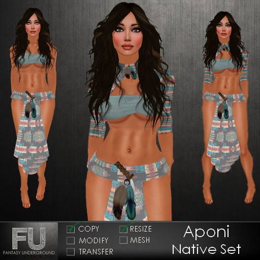 Aponi Native Set w/ Feathers & Waist Knife