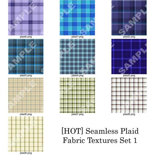 [HOT] Seamless Plaid Fabric Textures Set 1