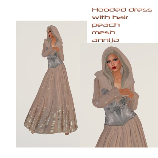 Peach hooded mesh Gown