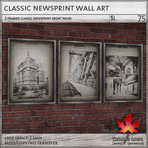 Trompe Loeil - Classic Newsprint Wall Art [mesh]