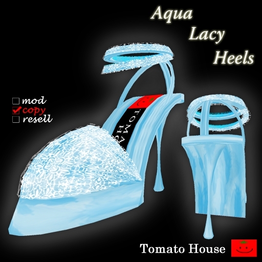 EX132(tomato)aqua lacy heels