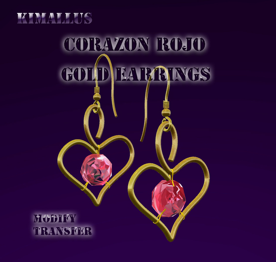 Corazon Rojo Gold Earrings