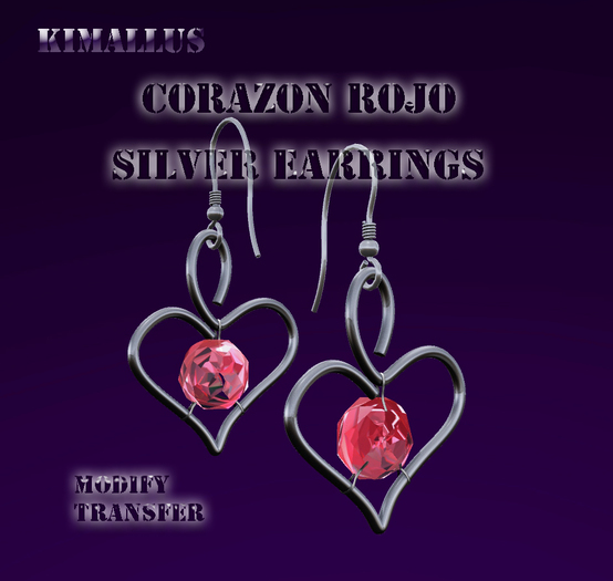 Corazon Rojo Silver Earrings