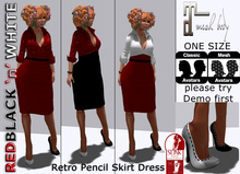 .: MB :.Retro Pencil Skirt Dress MAITREYA ~ RED & Black'n'White