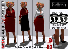 .: MB :.Retro Pencil Skirt Dress BELLEZA  ~ RED & Black'n'White