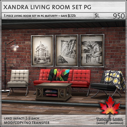 Trompe Loeil - Xandra Living Room Set PG [mesh]