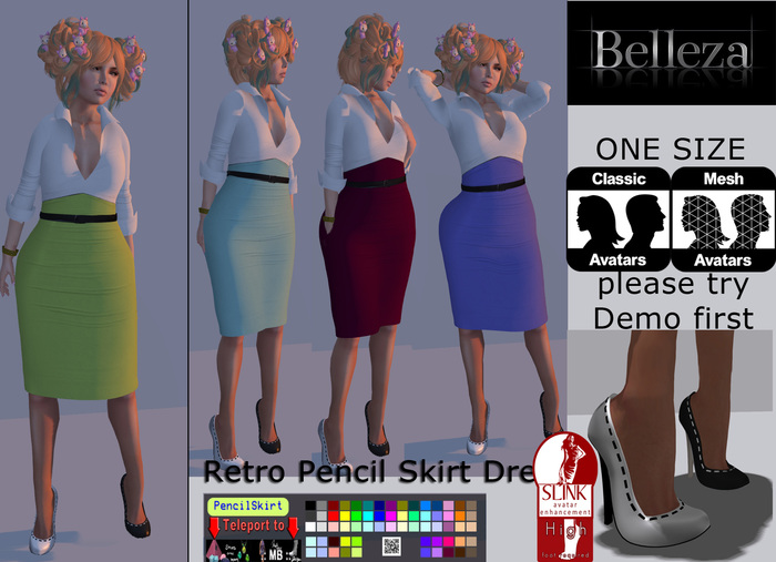 .: MB :.Retro Pencil Skirt Dress BELLEZA ~ colored'n'white