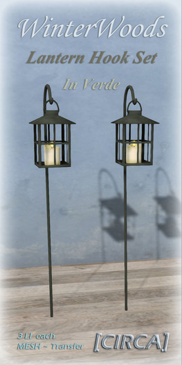 [CIRCA] Pkg - "WinterWoods" - Lantern Hook Set - In Verde
