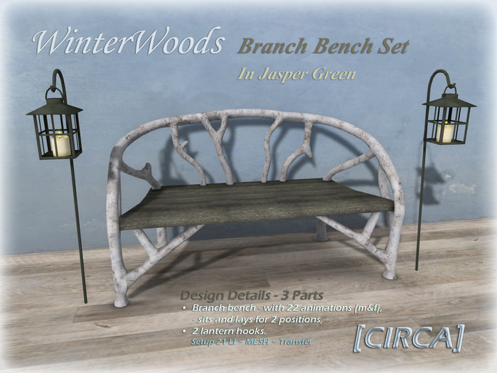 [CIRCA] Pkg - "WinterWoods" - Branch Bench Set -In Jasper Green