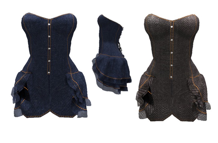 DENIM ROMPER RUFFLES BLACK [PARTIAL MESH]
