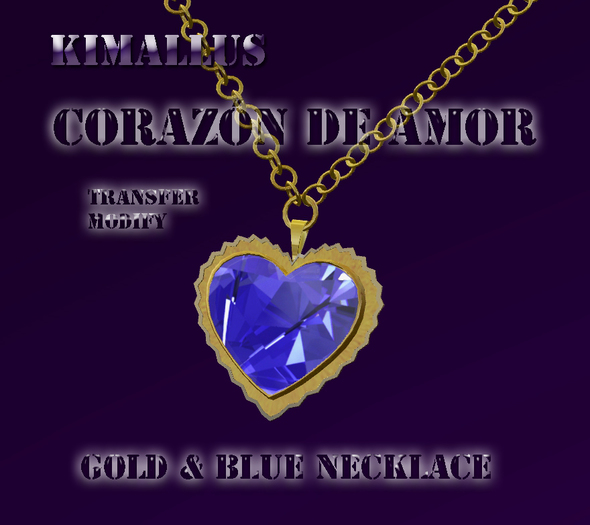 Corazon De Amor necklace gold & blue