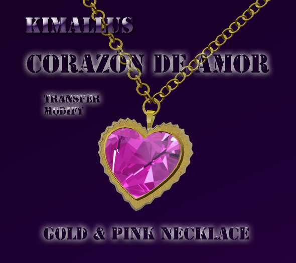 Corazon De Amor necklace gold & pink