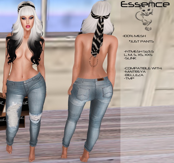 :ESSENCE: XUEL RIPPED JEANS FITMESH